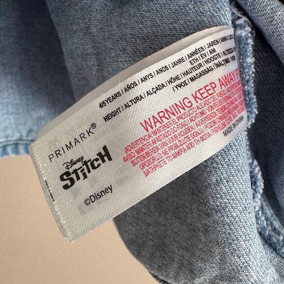 Disney Stitch and Angel Denim Jean Overall Dress Girl's 4/5 Year Y2K Style - Picture 3 of 7